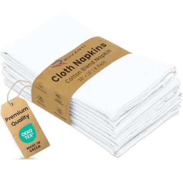 Imagem de RUVANTI Conjunto De 4 Guardanapos Pano Ruvanti, 45X45 Cm, Laváveis, Macios, Duráveis, Absorventes, Mistura Algodão. Jantar À Mesa Para Hotel, Almoço, Restaurante, Festas Casamento - Branco