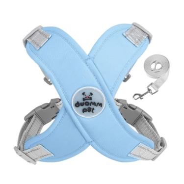 Imagem de Conjunto de arnês e coleira para cães em forma de X arnês refletivo para cães colete prático respirável filhote de cachorro gato (G, azul)