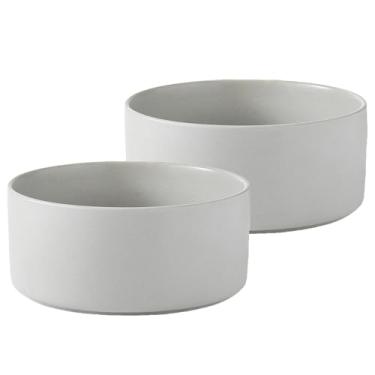 Imagem de Welloyed Conjunto de 2 tigelas de cerâmica para cães – tigela clássica de comida e água para cães de raças pequenas e médias, pratos antiderrapantes resistentes para cães, tigela para animais de
