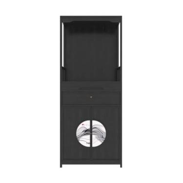 Imagem de KEG801302 Suporte de santuário novo estilo chinês armário de oferta de madeira Zen Shentai, com porta em pé mesa de oferta de riqueza mesa de altar (preto)