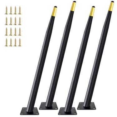 Imagem de Verida Pernas de móveis de 71 cm, conjunto de 4, pernas de mesa de metal de substituição para sofás, cômodas, suportes de TV, cadeiras, mesas-de-cabeceira e móveis, estilo meados do século, preto