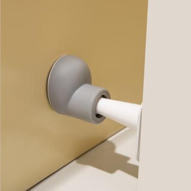 Imagem de Rolha de porta de borracha, autoadesivo bonito em forma de bota, sem batente magnético, suporte de porta de casa não precisa perfurar trava de porta, branco e cinza