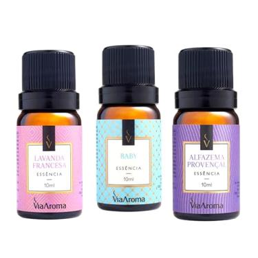 Imagem de Kit 3 Essências Via Aroma 10ml para Aromatizador- Lavanda Francesa, Baby e Alfazema Provençal