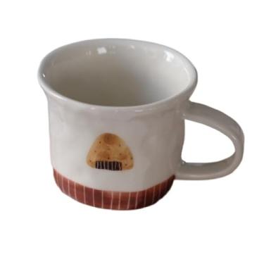 Imagem de Xícara de café de cerâmica pequena e moderna em forma de bola de arroz com alça caneca água potável café chá leite cacau utensílios para bebidas