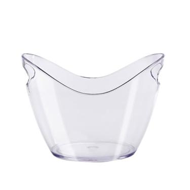 Imagem de Recipiente de gelo 8L acrílico balde de gelo banheira oval armazenamento garrafas de champanhe para bebidas e festas vinho cerveja champanhe balde (transparente)