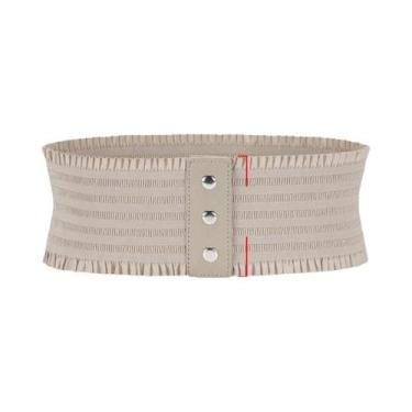 Imagem de Cintura Larga Elegante Com Três Fivelas E Ruffles Para Vestido Feminin