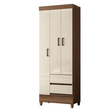 Imagem de Guarda Roupa Solteiro 3 Portas Com Pés Fit Jequitibá Off White Acetinado - Santos Andirá