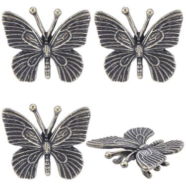 Imagem de SOFPLATE 1 caixa, 4 peças, escultura vintage de borboleta, estatuetas de inseto, bronze, antigo, retrô, metal, miniatura, exibição animal, esculturas, ornamentos para mesa, estante, sala de estar