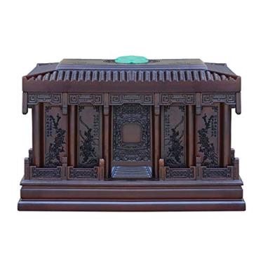 Imagem de Urnas de madeira requintadas feitas à mão para cinzas humanas, urna funerária, caixa de lembrança de pessoas duplas, urna esculpida à mão (13,4 x 23,5 x 23 cm), caixa de armazenamento