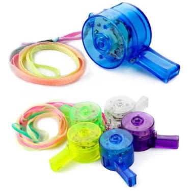Imagem de KIT 10 Apito LED Pisca C/Cordão Cores Sortidas Carnaval
