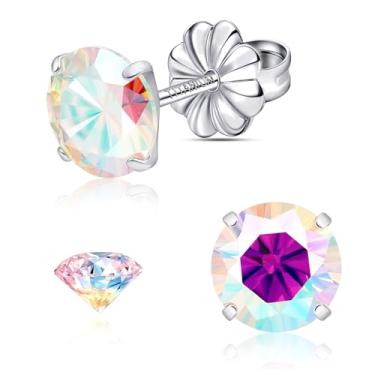 Imagem de Brincos de moissanite, brincos de titânio hipoalergênicos em ouro branco 18 quilates corte redondo cor D VVS1 Claridade Criada em Laboratório Moissanite Joia para mulheres e homens, 0,6CT-3,0CT