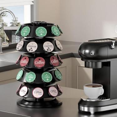 Imagem de Vurlexat Armazenamento de cápsulas de café compatível com carrossel de café Keurig Kcup, suporte giratório de 360° para carrossel, suporte organizador de armazenamento Kcup com 40 cápsulas Keurig Kcup