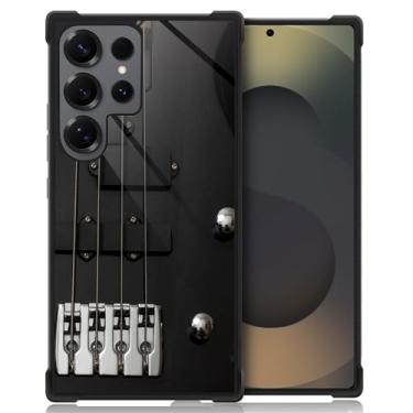 Imagem de CARLOCA Compatível com Samsung Galaxy S25 Ultra, cordas de baixo de guitarra padrão preto para meninas ultra proteção à prova de choque silicone macio TPU antiderrapante traseira