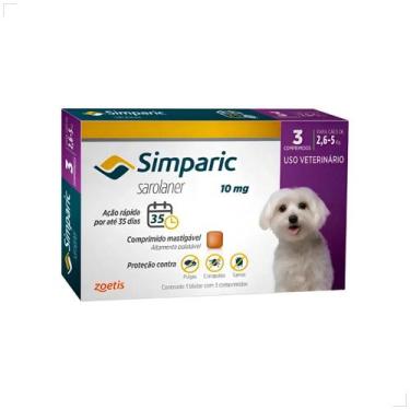 Imagem de Zoetis Simparic 10 mg para Cães 2,6 a 5 Kg 3 comprimido pulgas e carra
