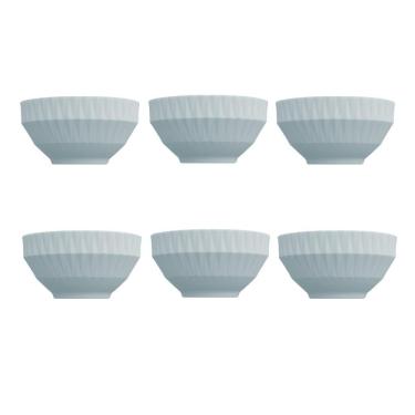 Imagem de Kit 06 Bowl Tigela Azul Relevo Diamante 422 ml Porcelana