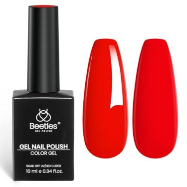 Imagem de Esmalte de gel vermelho Beetles – 10 ml de imersão UV LED esmalte de longa duração brilhante vermelho de Natal para salão de beleza, presente de manicure DIY para mulheres