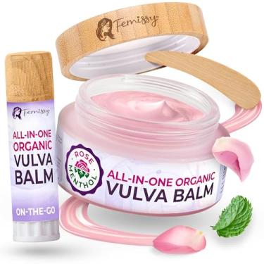 Imagem de Bálsamo Vulva (rosa e menta, 60 ml + 14 g) – Creme hidratante vaginal orgânico tudo-em-um com 11 produtos botânicos – Creme natural para coceira vaginal tamanho viagem – hidrata e acalma vermelhidão