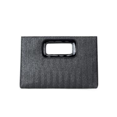 Imagem de Gets Bolsa clutch de palha feminina bolsa de ombro transversal de palha bolsa de ombro bolsa de verão praia bolsa de tecido, Preto, One Size