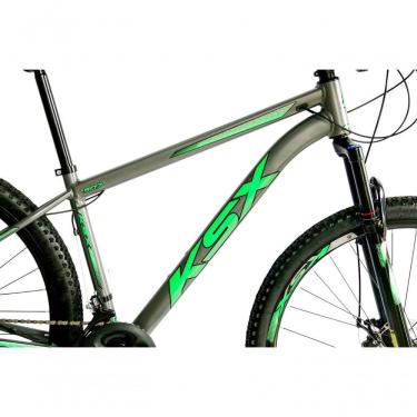 Imagem de Bicicleta Aro 29 Ksx Sd7 21v Cabos Internos Alumínio Freios A Disco Garfo Suspensão Grafite Verde Tamanho 15