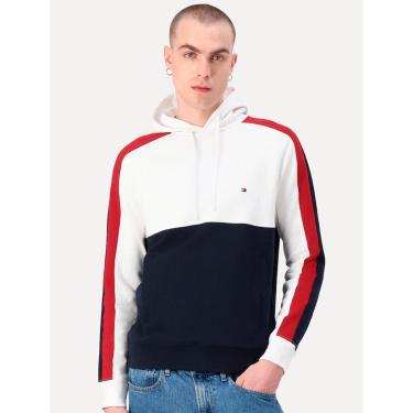 Imagem de Jaqueta Tommy Hilfiger Masculina Stripe Block Hoodie Marinho Vermelho Branco-Masculino