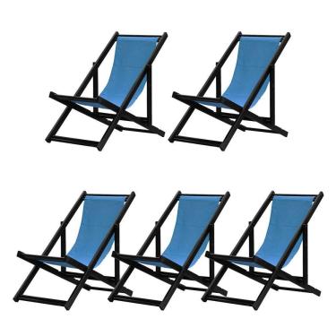Imagem de Kit 5 Espreguiçadeiras Dobrável Black Sb-azul