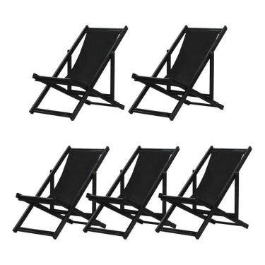 Imagem de Kit 5 Espreguiçadeiras Dobrável Black Cb-preto