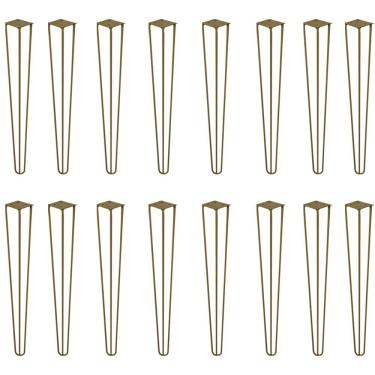 Imagem de Kit 16 Pés de Metal 60 CM Hairpin Legs Mesa de Canto Dourado