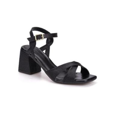 Imagem de Sandália Salto Bloco Tiras Cruzadas Com Fivela Bico Quadrado 195.06-Feminino