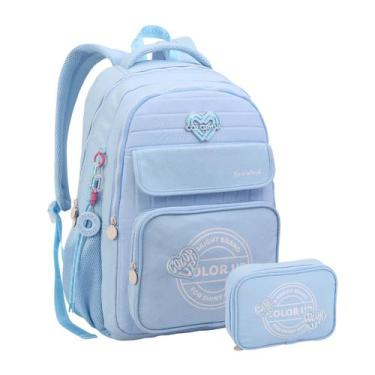 Imagem de Kit Mochila Costas Color Up Com Estojo Box Escolar Glitter Cor:Céu - S