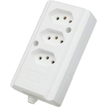 Imagem de Tomada Barra Hercules 3 Tomadas Branca - Interneed