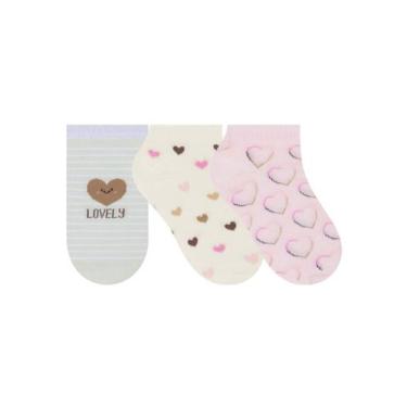 Imagem de Kit/3 Meia Sapatilha Selene 2315.001 Infantil Menina Algodão T. 25/28 