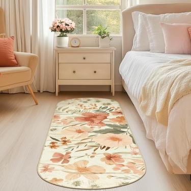 Imagem de Alfombra Ovalada Floral Runner Jinchan 61x183 cm Antideslizante Rosa G