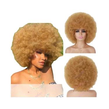 Imagem de Peruca Curta Afro Crespa Sintética Auburn Para Mulheres, Resistente Ao