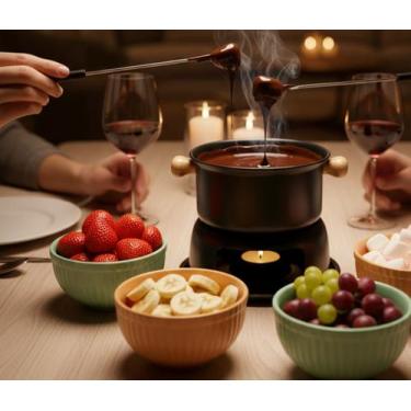 Imagem de Kit Completo Aparelho de Fondue Com Garfos e Fogareiro para 6 pessoas 