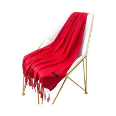 Imagem de Cachecol Feminino De Caxemira Quente, Xale Pashmina Com Borlas, Outono