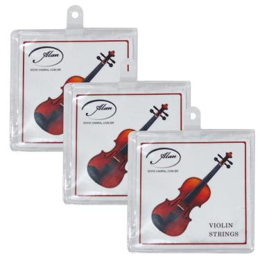 Imagem de Kit 3 Encordoamentos de Aço para Violino Alan