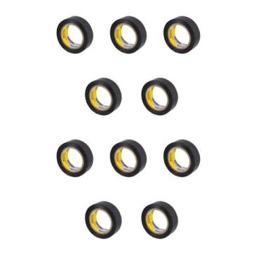 Imagem de COMP Kit com 10 Fitas Isolantes Antichamas 19mm x 10m Preta Vonder - 1