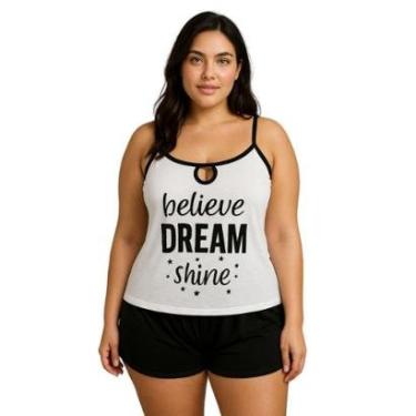 Imagem de Pijama Plus Size Verão Short Curto Blusa de Alça Pijama de Calor Suzi 50 52 54 56-Feminino