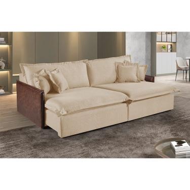 Imagem de Sofa Martins M-160 Linho 02 Modulos 90cm Braco 7cm Estofados Martins