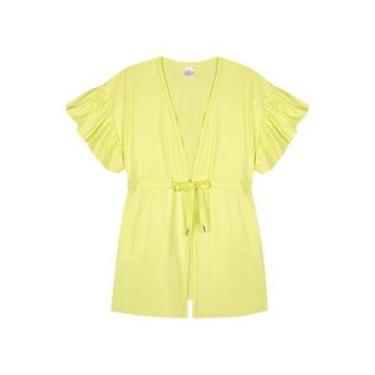 Imagem de Saída de Praia Verde em Malha com Proteção UV 50+ Kukiê-Feminino