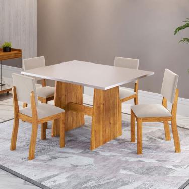 Imagem de Mesa de Jantar 4 Lugares Monroe Marrom/Blonde/Pastel - Viero Móveis