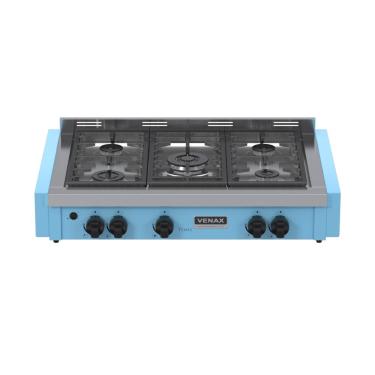 Imagem de Fogao a Gas de Embutir de Bancada 5 Bocas Venax Temis Azul