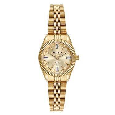 Imagem de Relógio Seculus Feminino Ref: 77255lpsvda1 Clássico Aço Dourado