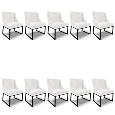 Imagem de Cadeira Sala de Jantar Industrial Preto kit 10 Liz Sint PU D03 - D'Ros