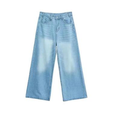Imagem de Calças Jeans Masculinas Vintage Com Corte Baggy E Perna Reta, Denim Ca