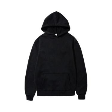 Imagem de Moletom Masculino Oversize Preto Com Capuz, Pullover Casual De Cor Sól