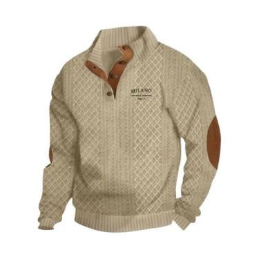 Imagem de Moletom Masculino Quente E Macio, Amigo Da Pele, Estilo Henry, Padrão 