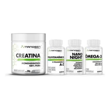 Imagem de Kit Saúde e Performance Nanogen  Creatina 300g Polivitamínico Ômega 3 