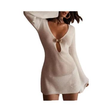 Imagem de Vestido Feminino De Manga Comprida Com Decoração Em Malha, Proteção So