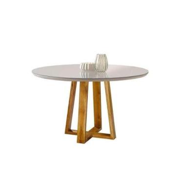 Imagem de Mesa mundial natalle - 1.00 x 1.00 off white redondo cor mel